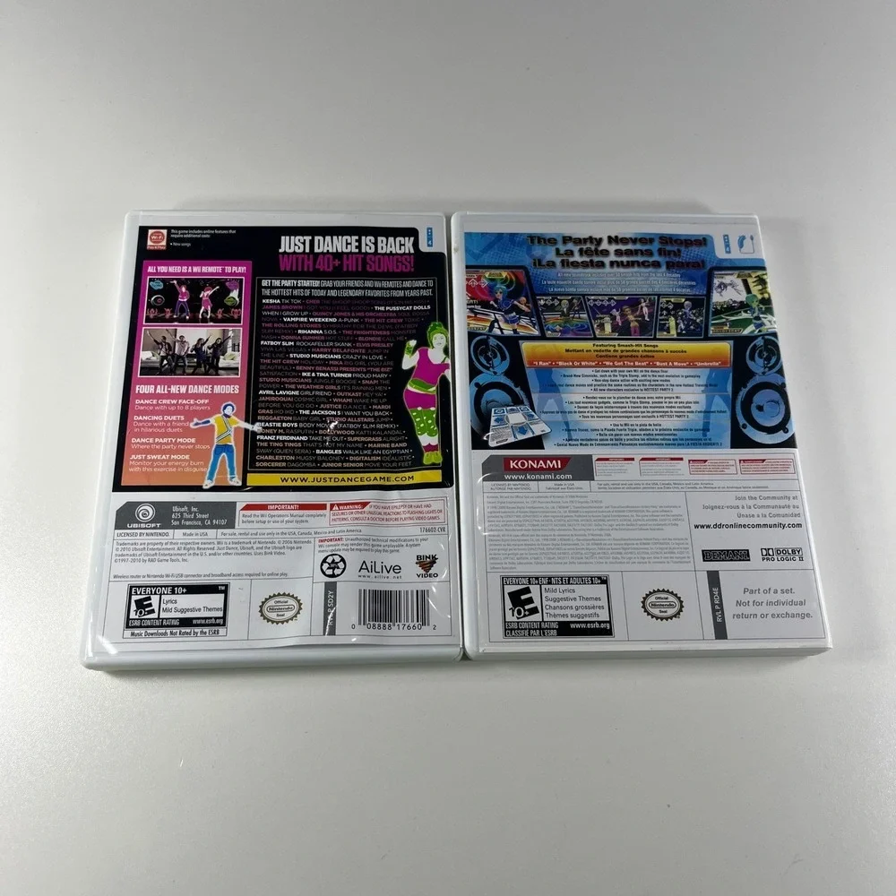Just Dance‎ 2 & Dance Dance Revolution Hottest Party 2 Wii Games Lot of 2